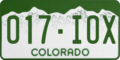 CO license plate 017IOX