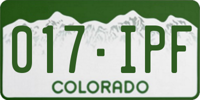 CO license plate 017IPF