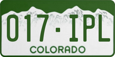 CO license plate 017IPL
