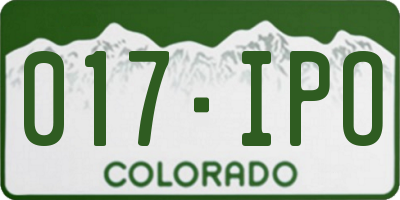 CO license plate 017IPO
