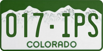 CO license plate 017IPS
