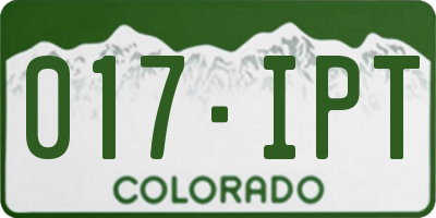 CO license plate 017IPT