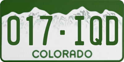 CO license plate 017IQD