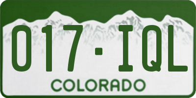 CO license plate 017IQL