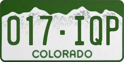 CO license plate 017IQP