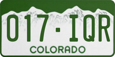 CO license plate 017IQR