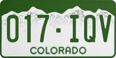 CO license plate 017IQV