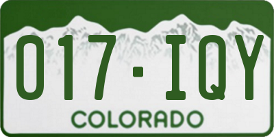 CO license plate 017IQY