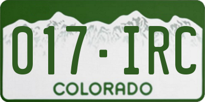 CO license plate 017IRC