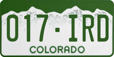 CO license plate 017IRD