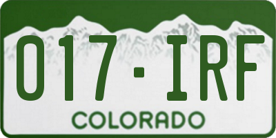 CO license plate 017IRF