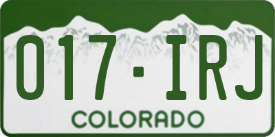 CO license plate 017IRJ