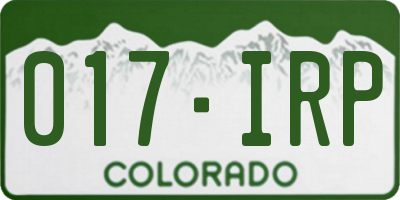 CO license plate 017IRP