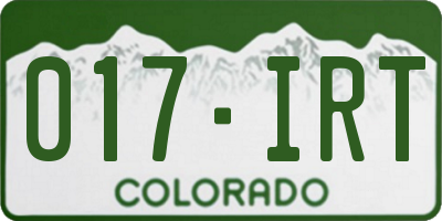 CO license plate 017IRT