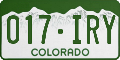 CO license plate 017IRY