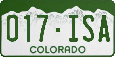 CO license plate 017ISA