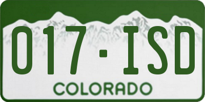 CO license plate 017ISD