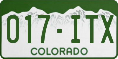 CO license plate 017ITX