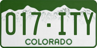 CO license plate 017ITY