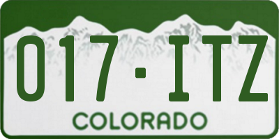 CO license plate 017ITZ