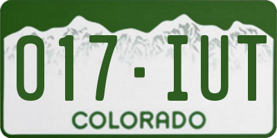 CO license plate 017IUT