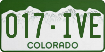 CO license plate 017IVE