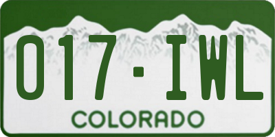 CO license plate 017IWL