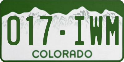 CO license plate 017IWM
