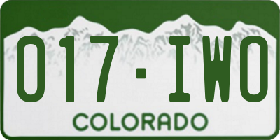 CO license plate 017IWO