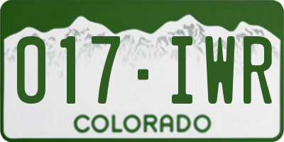 CO license plate 017IWR