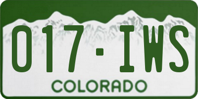CO license plate 017IWS
