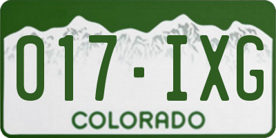 CO license plate 017IXG