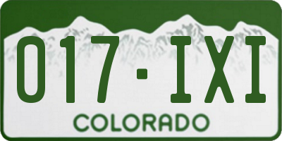 CO license plate 017IXI