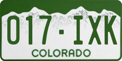 CO license plate 017IXK