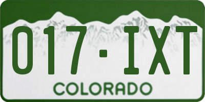 CO license plate 017IXT