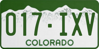 CO license plate 017IXV