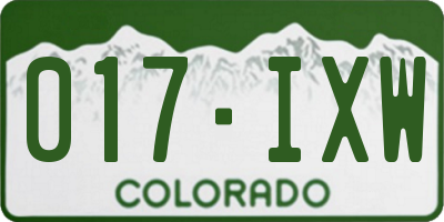CO license plate 017IXW