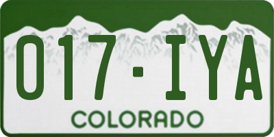 CO license plate 017IYA