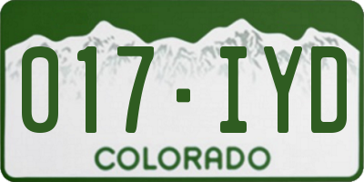 CO license plate 017IYD