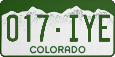 CO license plate 017IYE