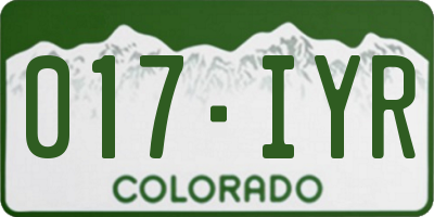 CO license plate 017IYR