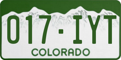 CO license plate 017IYT