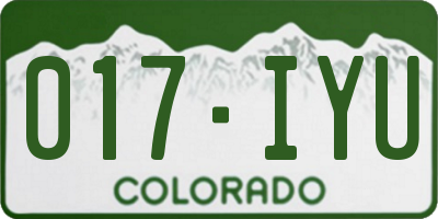 CO license plate 017IYU