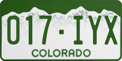 CO license plate 017IYX