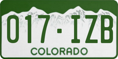CO license plate 017IZB