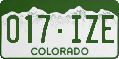 CO license plate 017IZE