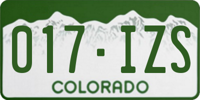 CO license plate 017IZS