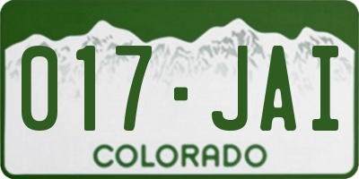 CO license plate 017JAI