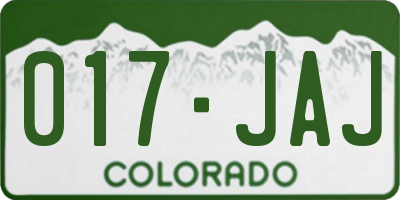 CO license plate 017JAJ