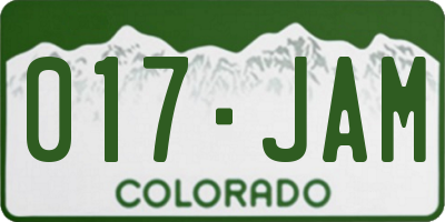 CO license plate 017JAM